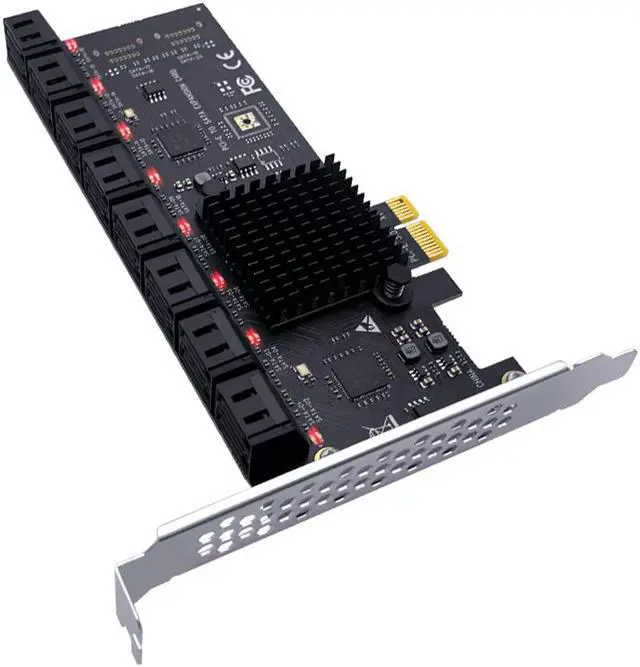 Alt view image 2 of 6 - Weastlinks Chi a Mining SATA PCIe Adapter 16 Port SATA III to PCI Express 3.0 X1 Controller Expansion Card ASM1064 JBM575 Chip Add On Cards