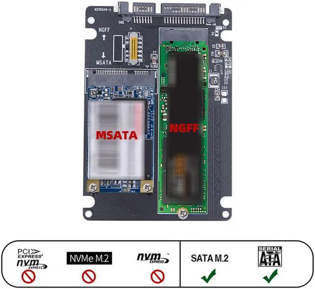 Alt view image 4 of 7 - Weastlinks M.2/mSATA to SATA Adapter M.2 NGFF mSATA SSD to SATA3.0 2.5" Adapter mSATA/M2 SSD Converter Riser Board Card 6Gbps For PC Laptop