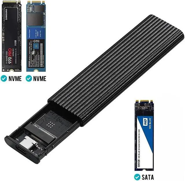 Alt view image 4 of 7 - Weastlinks M2 SSD Case Enclosure Dual Protocol M.2 SATA NVME to USB Adapter 10Gbps USB3.1 Gen2 USB C External Box Support 2230-2280 M.2 SSD