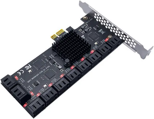 Alt view image 2 of 7 - Weastlinks PCIE SATA Adapter Mining 20/16/12/10/8/6/4 Ports SATA 6Gb to PCI Express Controller Expansion Card PCIe to SATA III Converter for PC
