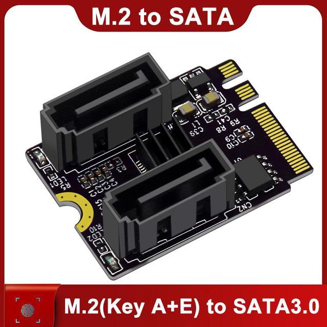 Weastlinks M.2 to SATA Adapter WiFi M.2 Key A+E to 2 Port SATA3.0 Expansion  Card Riser SATA3 6Gb M2 2230 PCIE3.0 Bandwidth for SATA SSD HDD 