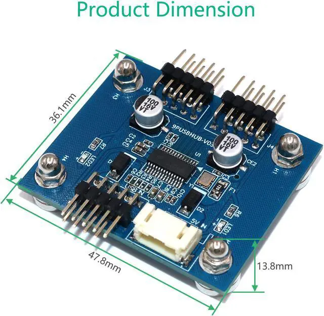 Alt view image 3 of 7 - Weastlinks Cable USB 9Pin Motherboard Header Splitter HUB 1 to 2 Extension Cable Adapter 9-Pin Connectors with SATA Power Cable Magnet Foot
