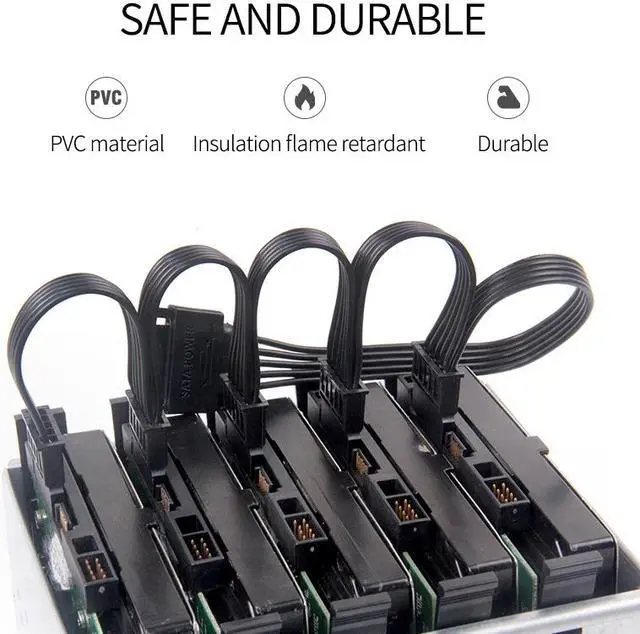 Alt view image 7 of 7 - Weastlinks 2pcs New SATA 15Pin M 1 to 5 SATA 15Pin F Hard Drive Power Supply Splitter Cable Cord for DIY PC Sever 15-pin Power Adapter 60CM Wire