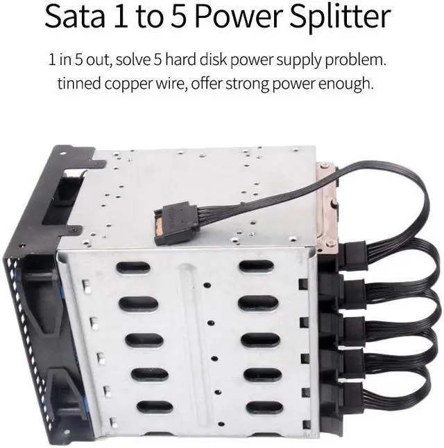 Alt view image 2 of 7 - Weastlinks 2pcs New SATA 15Pin M 1 to 5 SATA 15Pin F Hard Drive Power Supply Splitter Cable Cord for DIY PC Sever 15-pin Power Adapter 60CM Wire