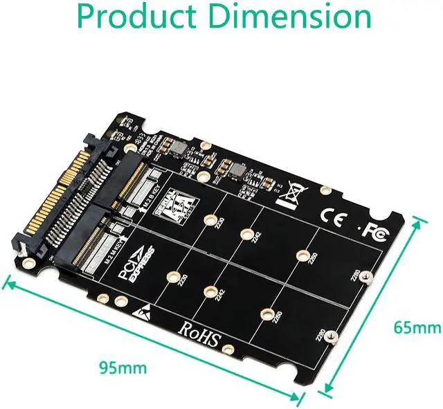 Alt view image 6 of 7 - Weastlinks M.2 SSD to U.2 Adapter 2in1 M.2 NVMe and SATA-Bus NGFF SSD to PCI-e U.2 SFF-8639 Adapter PCIe M2 Converter for Desktop Computers
