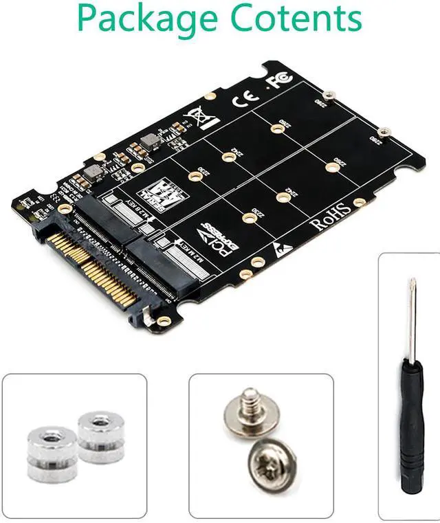 Alt view image 7 of 7 - Weastlinks M.2 SSD to U.2 Adapter 2in1 M.2 NVMe and SATA-Bus NGFF SSD to PCI-e U.2 SFF-8639 Adapter PCIe M2 Converter for Desktop Computers