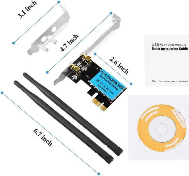 Alt view image 7 of 7 - Weastlinks Wireless Adapter PCI Express Network Card, Dual-Band 2.4G/5G Desktop Computer Built-in WiFi Adapter AC1200M, PCI-E Wifi Card with 1200Mbps Transmission Rate for Windows 10/Windows 8/Windows