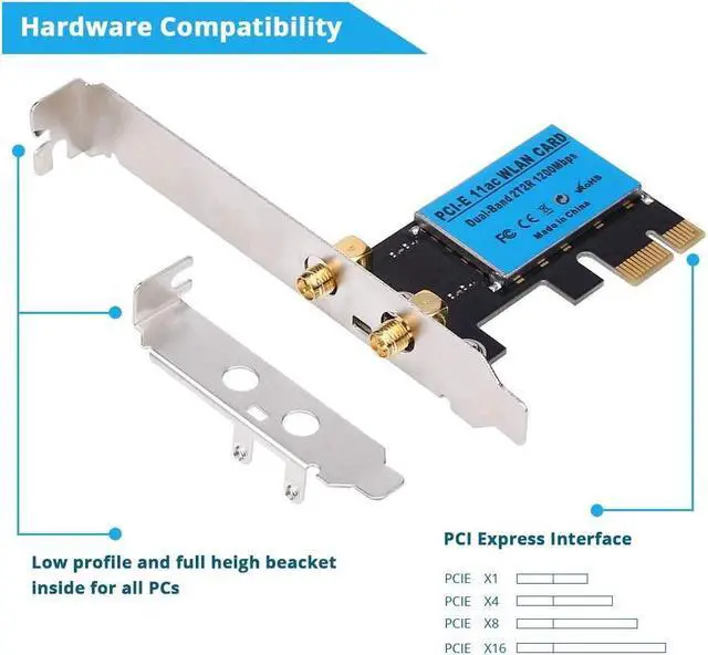Alt view image 3 of 7 - Weastlinks Wireless Adapter PCI Express Network Card, Dual-Band 2.4G/5G Desktop Computer Built-in WiFi Adapter AC1200M, PCI-E Wifi Card with 1200Mbps Transmission Rate for Windows 10/Windows 8/Windows