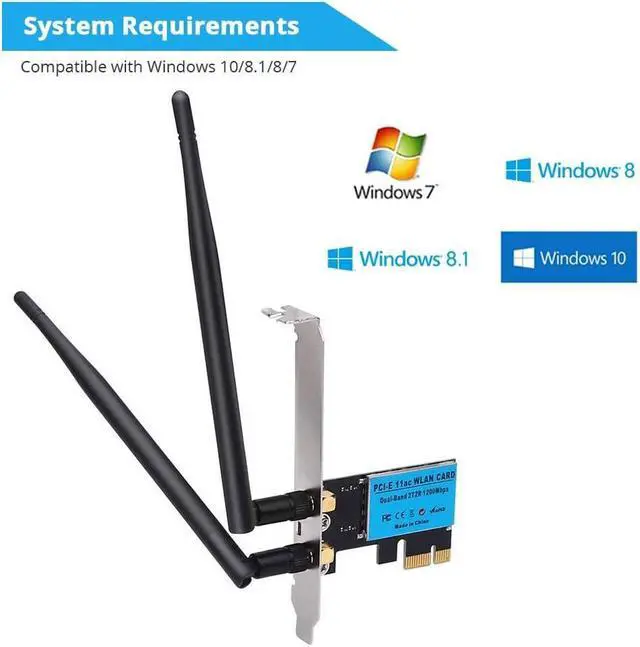 Alt view image 4 of 7 - Weastlinks Wireless Adapter PCI Express Network Card, Dual-Band 2.4G/5G Desktop Computer Built-in WiFi Adapter AC1200M, PCI-E Wifi Card with 1200Mbps Transmission Rate for Windows 10/Windows 8/Windows