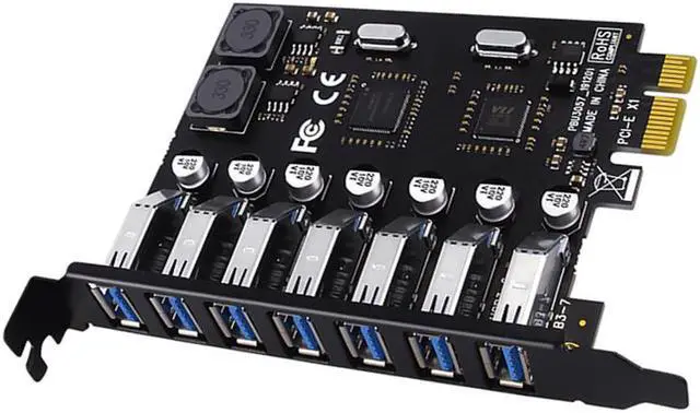 Alt view image 3 of 6 - Weastlinks USB 3.0 PCI Express Adapter PCI e to 7 Ports USB 3 Expansion Adapter Card USB3 PCIe PCI-e x1 Controller Converter for Desktop PC