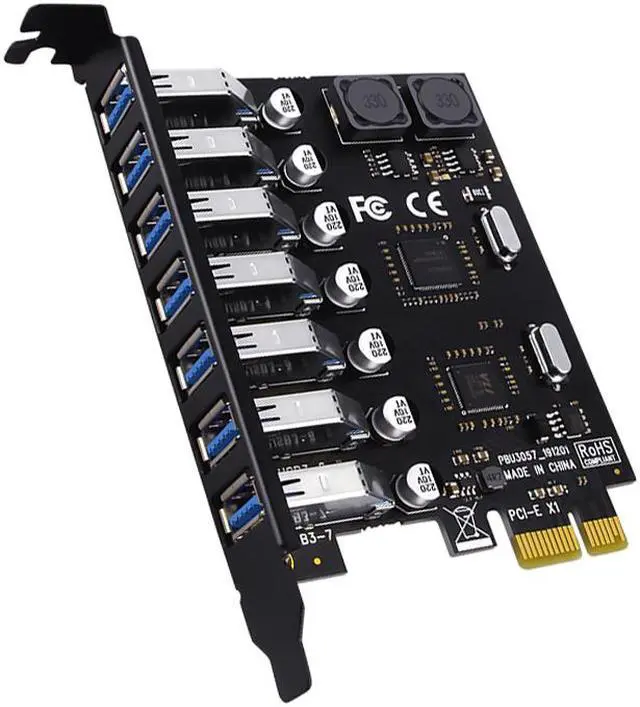 Alt view image 2 of 6 - Weastlinks USB 3.0 PCI Express Adapter PCI e to 7 Ports USB 3 Expansion Adapter Card USB3 PCIe PCI-e x1 Controller Converter for Desktop PC
