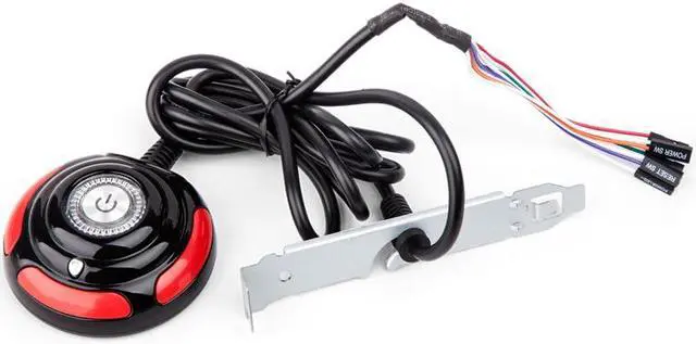 Alt view image 4 of 7 - Weastlinks Computer Switch Power Supply on/off Reset HDD Push Round big Button Switch with 160cm Cable Bracket For Desktop PC Computer Host