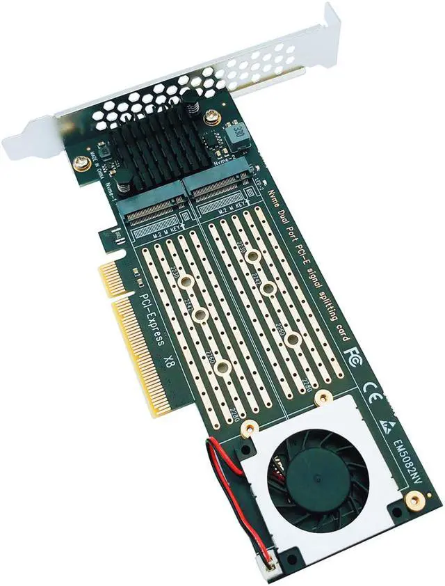 Alt view image 5 of 7 - Weastlinks PCIe To M2 Adapter Card PCIe X8 2 Port M2 NVME M Key SSD Converter M.2 PCI Express X8 Adapter VROC RAID Expansion Card Riser