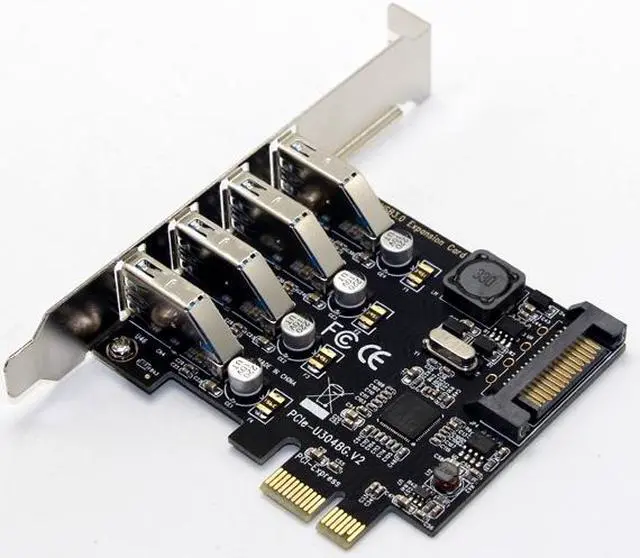 Alt view image 2 of 7 - Weastlinks 4 Port USB 3.0 5Gbps PCI-Express X1 Card Adapter HUB Support Low Profile Bracket