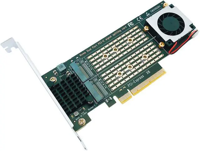 Alt view image 3 of 7 - Weastlinks PCIe To M2 Adapter Card PCIe X8 2 Port M2 NVME M Key SSD Converter M.2 PCI Express X8 Adapter VROC RAID Expansion Card Riser