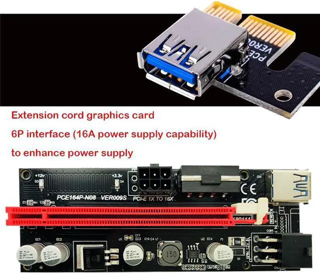 Alt view image 4 of 6 - Weastlinks PCIE 1 To 7 Riser PCIE Port Multiplier USB3.0 Riser PCI Express X16 Adapter PCI-E 1X To 16X Card Riser For Video Card BTC Mining