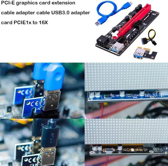 Alt view image 3 of 6 - Weastlinks PCIE 1 To 7 Riser PCIE Port Multiplier USB3.0 Riser PCI Express X16 Adapter PCI-E 1X To 16X Card Riser For Video Card BTC Mining