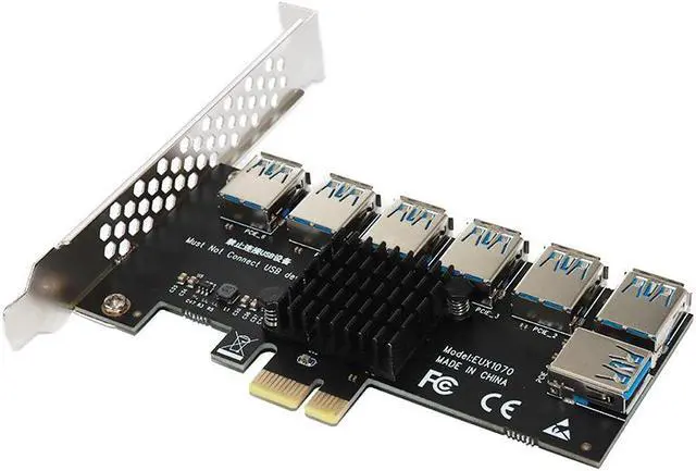 Alt view image 5 of 7 - Weastlinks PCIE 1 To 7 Riser PCIE Port Multiplier USB3.0 Riser PCI Express X16 Adapter PCI-E 1X To 16X Card Riser For Video Card BTC Mining