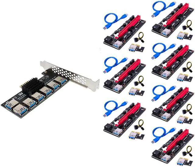 Main image of Weastlinks PCIE 1 To 7 Riser PCIE Port Multiplier USB3.0 Riser PCI Express X16 Adapter PCI-E 1X To 16X Card Riser For Video Card BTC Mining