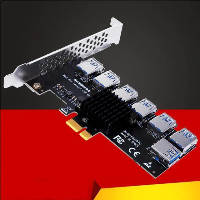 Alt view image 6 of 7 - Weastlinks PCIE 1 To 7 Riser PCIE Port Multiplier USB3.0 Riser PCI Express X16 Adapter PCI-E 1X To 16X Card Riser For Video Card BTC Mining