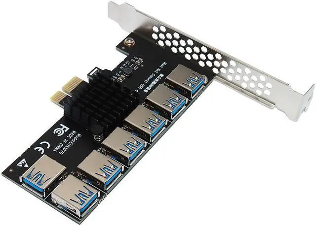 Alt view image 2 of 7 - Weastlinks PCIE 1 To 7 Riser PCIE Port Multiplier USB3.0 Riser PCI Express X16 Adapter PCI-E 1X To 16X Card Riser For Video Card BTC Mining