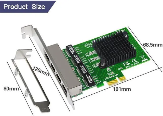 Alt view image 7 of 7 - Weastlinks Network Cards LAN Card Ethernet Network Adapter Ethernet Lan Adapter Network Card 4 Port RJ-45 PCI Express Free Internet