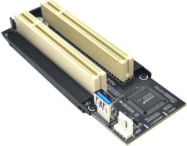 Alt view image 3 of 6 - Weastlinks Mini PCIE/PCI Express X1 to Dual PCI Riser Card High Efficiency Adapter Converter USB 3.0 Cable for Desktop PC ASM1083 Chip