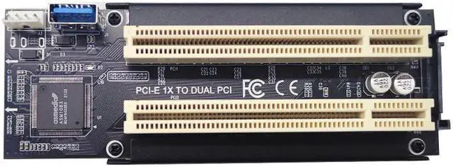Alt view image 5 of 6 - Weastlinks Mini PCIE/PCI Express X1 to Dual PCI Riser Card High Efficiency Adapter Converter USB 3.0 Cable for Desktop PC ASM1083 Chip