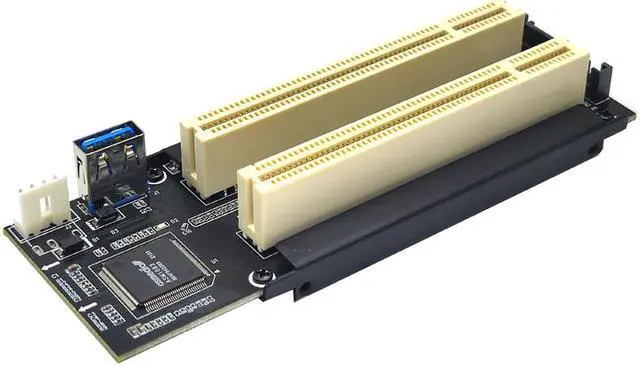 Alt view image 4 of 6 - Weastlinks Mini PCIE/PCI Express X1 to Dual PCI Riser Card High Efficiency Adapter Converter USB 3.0 Cable for Desktop PC ASM1083 Chip