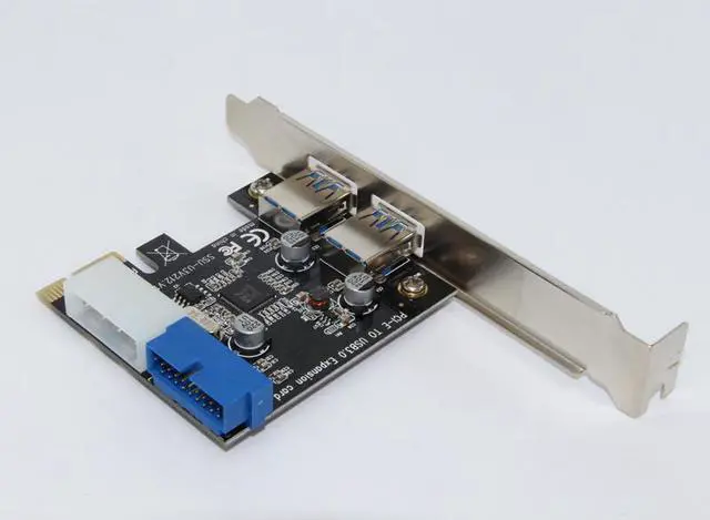 Alt view image 6 of 7 - Weastlinks New USB 3.0 PCI-E Expansion Card Adapter External 2 Port USB3.0 Hub Internal 19pin Header PCI-E Card 4pin IDE Power Connector