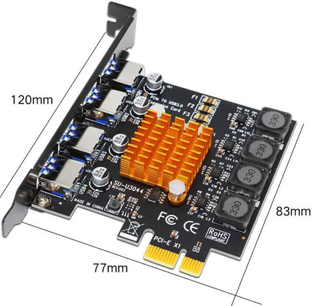 Alt view image 6 of 7 - Weastlinks 4 Port USB 3.0 PCI Express Card USB 3.0 PCI-E Expansion Card Adapter PCIE USB 3.0 HUB Controller Cards USB3.0 PCIE Extender Card