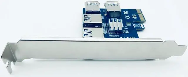 Alt view image 4 of 6 - Weastlinks PCI-E PCI Express Riser Card 1x to 16x 1 to 4 USB 3.0 Slot Multiplier Hub Adapter For Bitcoin Mining Miner Antminer BTC Riser