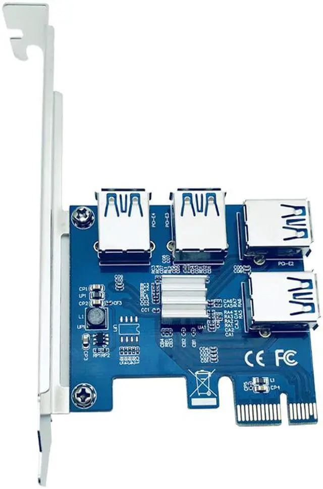 Alt view image 2 of 6 - Weastlinks PCI-E PCI Express Riser Card 1x to 16x 1 to 4 USB 3.0 Slot Multiplier Hub Adapter For Bitcoin Mining Miner Antminer BTC Riser