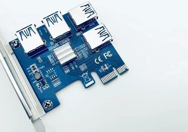 Alt view image 5 of 6 - Weastlinks PCI-E PCI Express Riser Card 1x to 16x 1 to 4 USB 3.0 Slot Multiplier Hub Adapter For Bitcoin Mining Miner Antminer BTC Riser