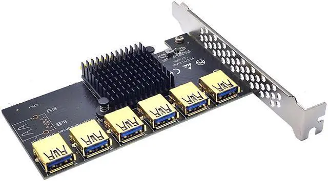 Alt view image 4 of 6 - Weastlinks PCI Express Multiplier PCIE 1 to 6 USB3.0 Riser Card for PCI Express X16 Riser Graphic Card ETH Bitcoin Miner Mining