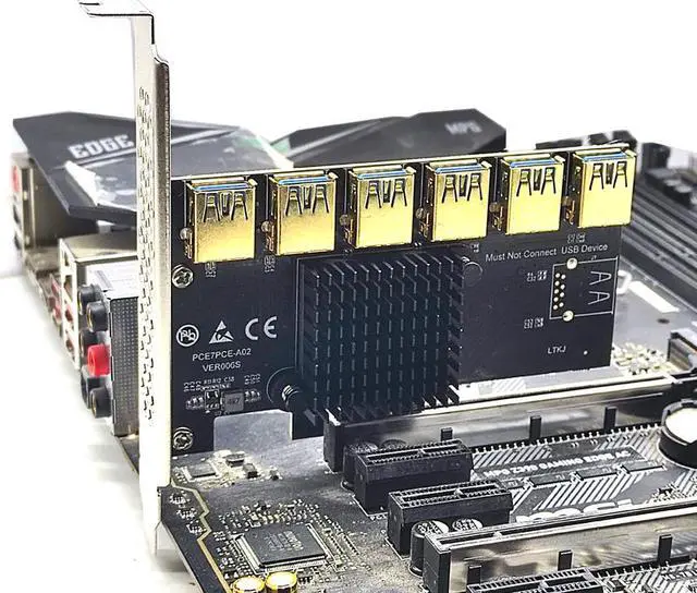 Alt view image 5 of 6 - Weastlinks PCI Express Multiplier PCIE 1 to 6 USB3.0 Riser Card for PCI Express X16 Riser Graphic Card ETH Bitcoin Miner Mining