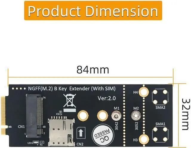 Alt view image 6 of 7 - Weastlinks NEW NGFF M.2 B Key Extender Adapter Card Riser NANO SIM Slot M2 B-Key to B-Key Support 3042 3052 3G/4G/5G M2 Wifi Network Module