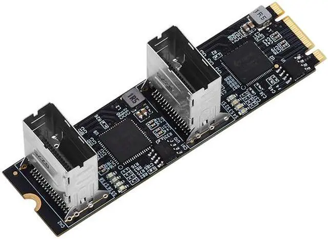 Alt view image 2 of 7 - Weastlinks NEW M.2 to SATA Card PCI Express 3.0 M2 to SATA Multiplier Adapter 8 Port SATA 3 6Gbps Controllers B+M Key with 2 Mini SAS Cable