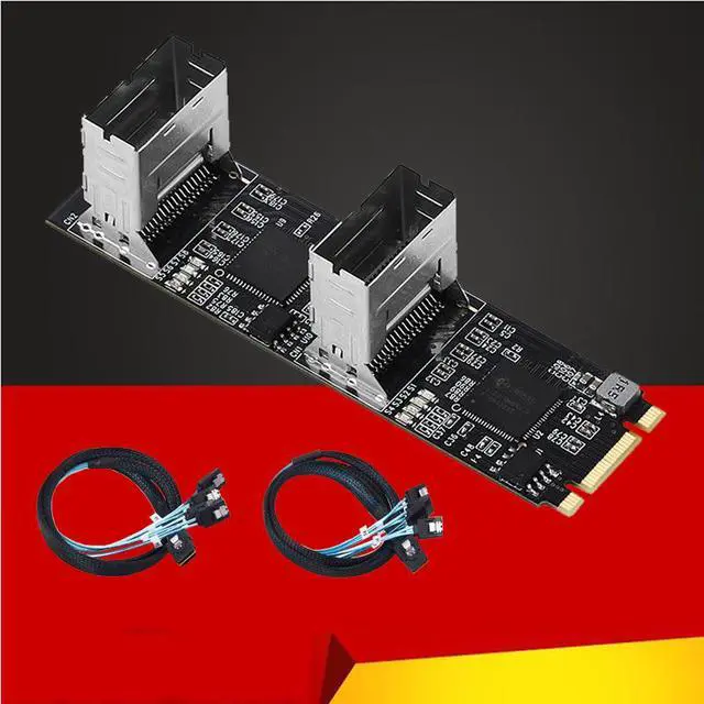 Alt view image 7 of 7 - Weastlinks NEW M.2 to SATA Card PCI Express 3.0 M2 to SATA Multiplier Adapter 8 Port SATA 3 6Gbps Controllers B+M Key with 2 Mini SAS Cable
