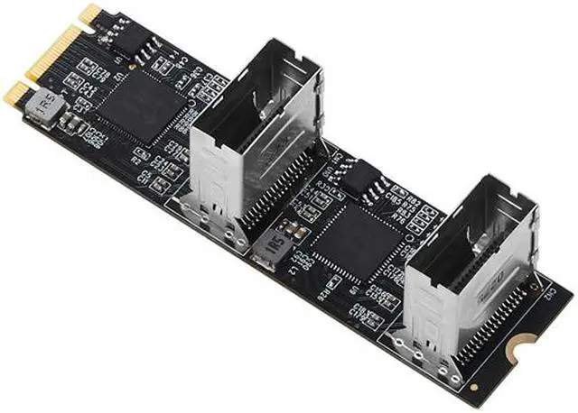Alt view image 4 of 7 - Weastlinks NEW M.2 to SATA Card PCI Express 3.0 M2 to SATA Multiplier Adapter 8 Port SATA 3 6Gbps Controllers B+M Key with 2 Mini SAS Cable