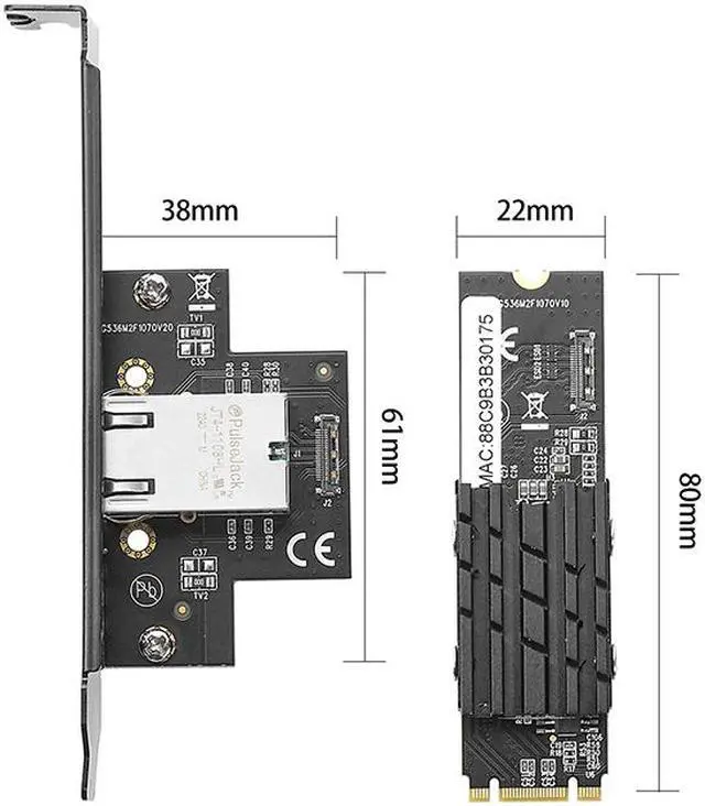 Alt view image 2 of 7 - Weastlinks 10Gb Network Card B+M Key M.2 to RJ45 Gigabit Ethernet Network Adapter 10G/2.5G/1000M Internet NIC Lan Card Marvell AQC107 Chips
