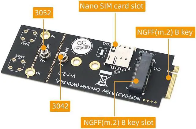 Alt view image 2 of 7 - Weastlinks NEW NGFF M.2 B Key Extender Adapter Card Riser NANO SIM Slot M2 B-Key to B-Key Support 3042 3052 3G/4G/5G M2 Wifi Network Module