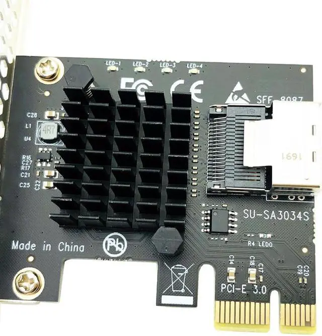 Alt view image 4 of 7 - Weastlinks Chi a Mining PCIe to Mini SAS 8087 4 Port SATA 3 6G SSD Adapter PCI-e PCI Express X1 Controller Expansion Card
