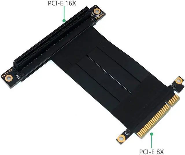 Alt view image 4 of 6 - Weastlinks PCI Express PCIe 3.0 x8 to x16 Riser Card Extension Cable 8Gbps High Speed PCI Express 16x Ribbon Extender 90 Degree Right Angle