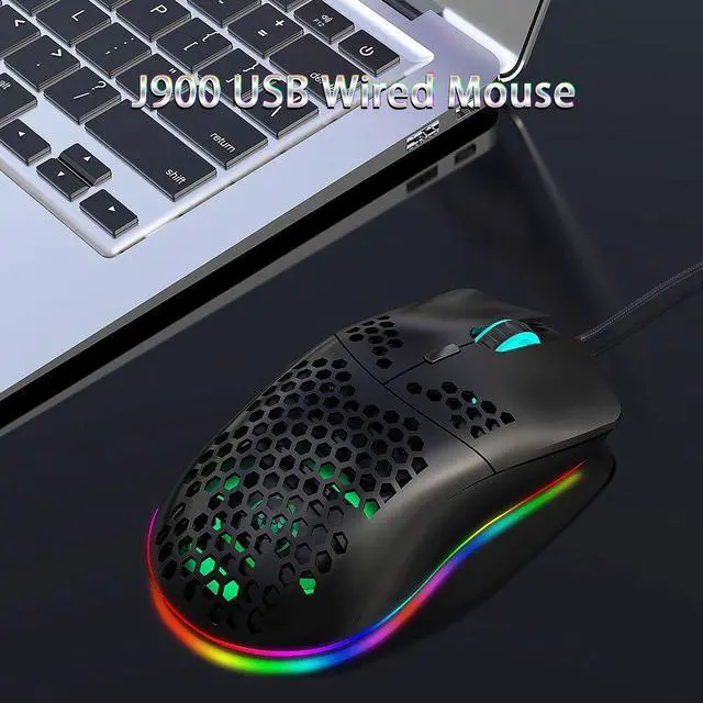 Alt view image 2 of 7 - Weastlinks USB Wired Gaming Mouse RGB Gamer Mice 6400DPI Six Level Adjustable DPI Honeycomb Mouse for Notebook Laptop PC Mice