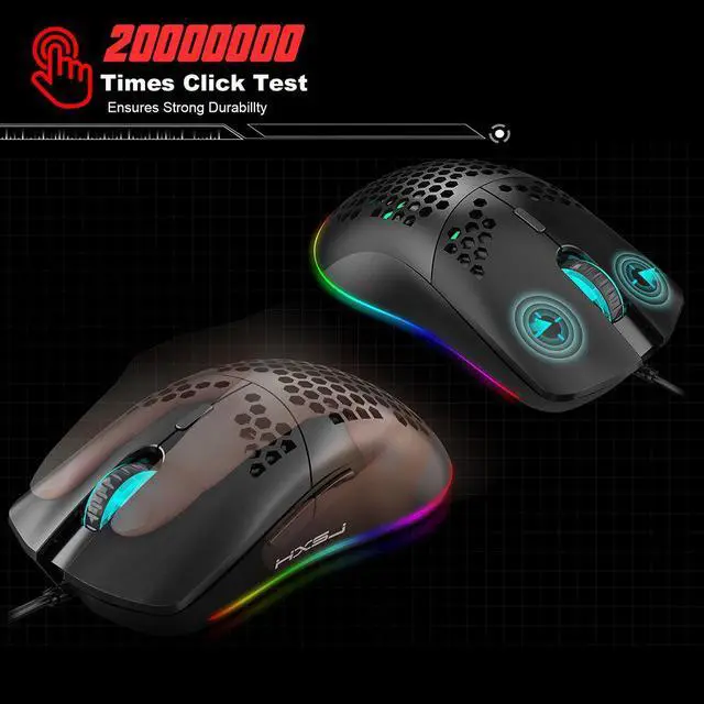 Alt view image 4 of 7 - Weastlinks USB Wired Gaming Mouse RGB Gamer Mice 6400DPI Six Level Adjustable DPI Honeycomb Mouse for Notebook Laptop PC Mice