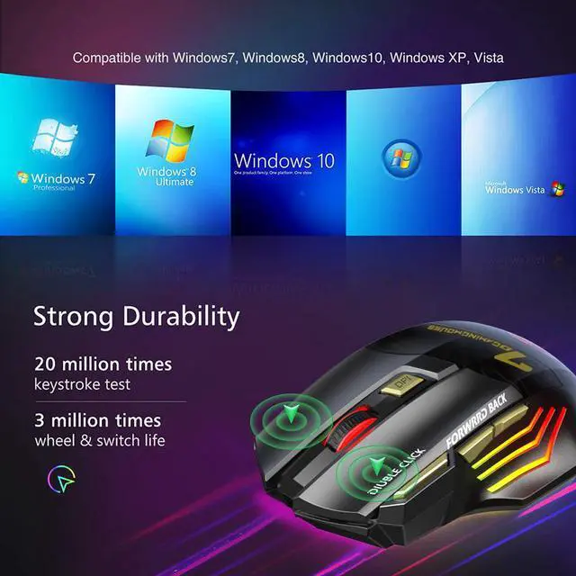 Alt view image 7 of 7 - Weastlinks Rechargeable Wireless Mouse Gamer For Computer RGB Gaming Mouse Bluetooth USB Mouse Silent Ergonomic Mause For Laptop PC Mice