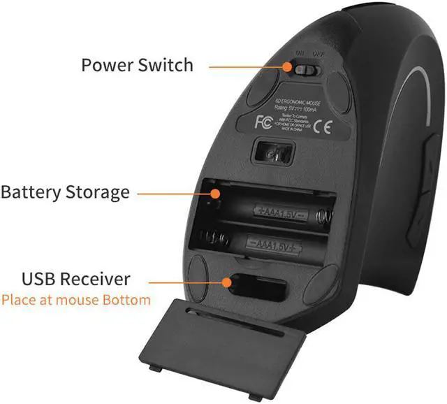 Alt view image 4 of 7 - Weastlinks Wireless Mouse Vertical Gaming Mouse Computer Mice Ergonomic Desktop Upright Mouse 1600 DPI for PC Laptop Office Home