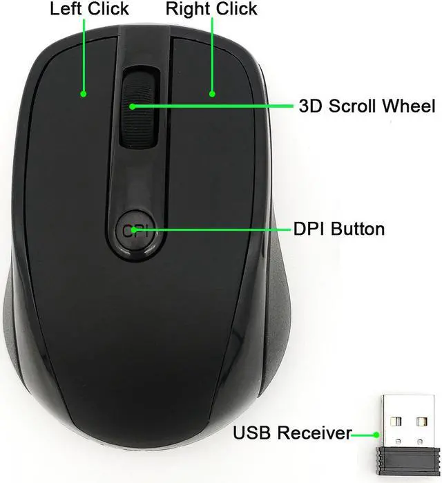 Alt view image 3 of 6 - Weastlinks USB Wireless Mouse 1600DPI Adjustable Receiver Optical Computer 2.4GHz Ergonomic Mice For Laptop PC Mouse