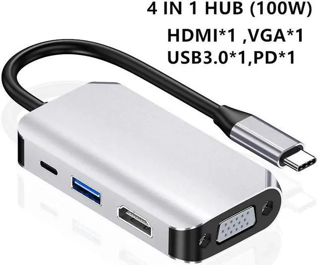 Alt view image 6 of 6 - Weastlinks USB C Type c to HDMI-compatible 4K Adapter VGA USB3.0 video Converter PD 100W Fast charger